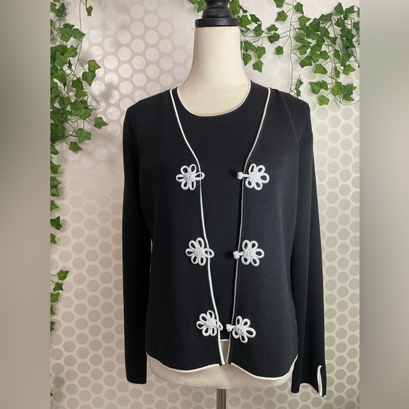 EVIE petite cardigan sweater black embroidered and tank top SIZE PS - Picture 1 of 17